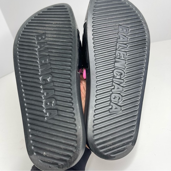 BALENCIAGA Patent Black Slides Size 7 - Picture 7 of 8
